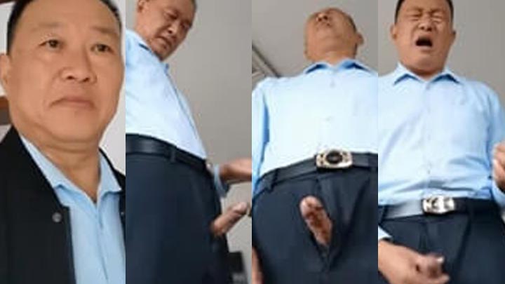 大屌衬衫中年表情难受射精